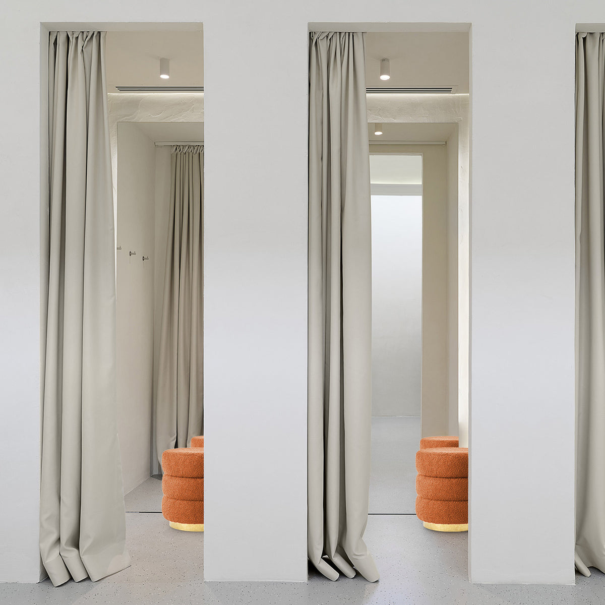 Round Stacked Ottoman Stool | Teddy Fleece Fabric Foot Rest | 38cm | Orange