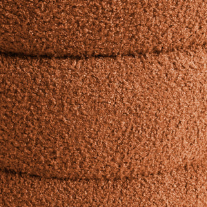 2X Round Stacked Ottoman Stool | Teddy Fleece Fabric Foot Rest | 38cm | Orange