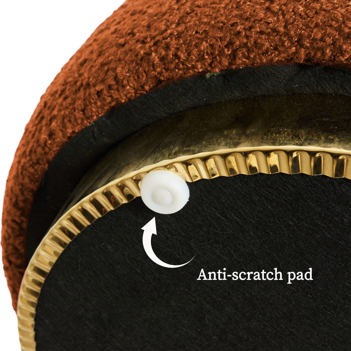 2X Round Stacked Ottoman Stool | Teddy Fleece Fabric Foot Rest | 38cm | Orange