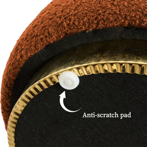 2X Round Stacked Ottoman Stool | Teddy Fleece Fabric Foot Rest | 38cm | Orange