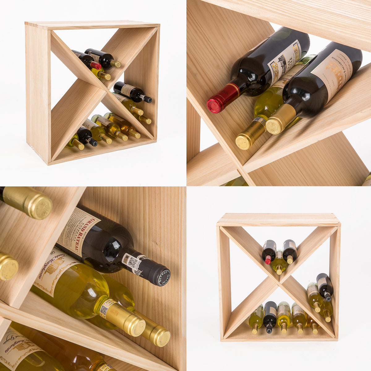 Timber Criss Cross Wine Rack Storage | Cellar Organizer | 24 Bottle