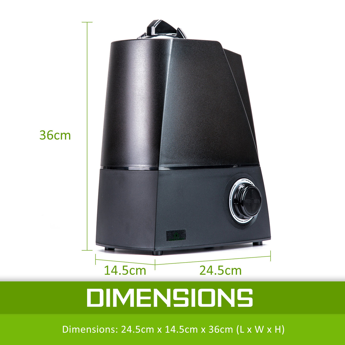 Air Humidifier | Ultrasonic Cool Diffuser | 6L Capacity | Black