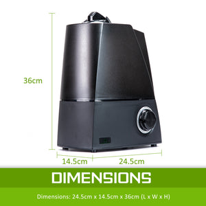 Air Humidifier | Ultrasonic Cool Diffuser | 6L Capacity | Black