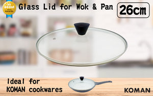 KOMAN | Stainless Steel Glass Lid with Bakelite Handle | 28cm