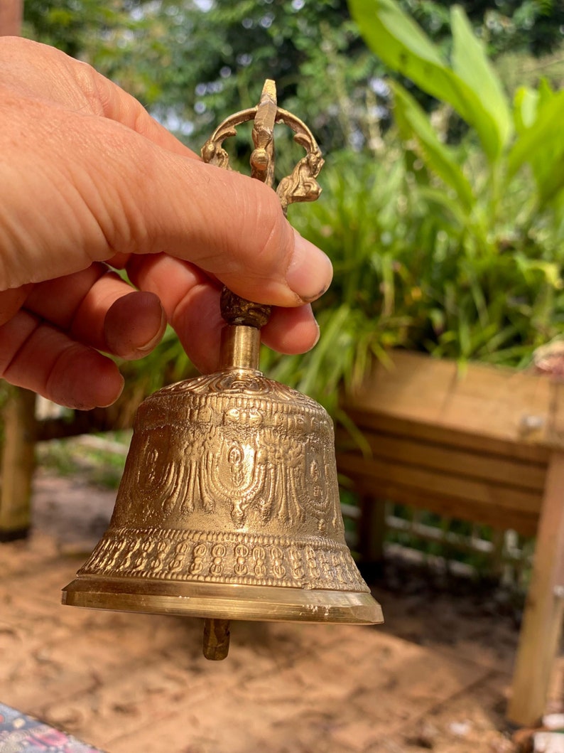 Brass Bell | 6 Inch | Buddhist Nepal Tibetan Prayer Bell | Meditation Stress Relief | Sound Therapy
