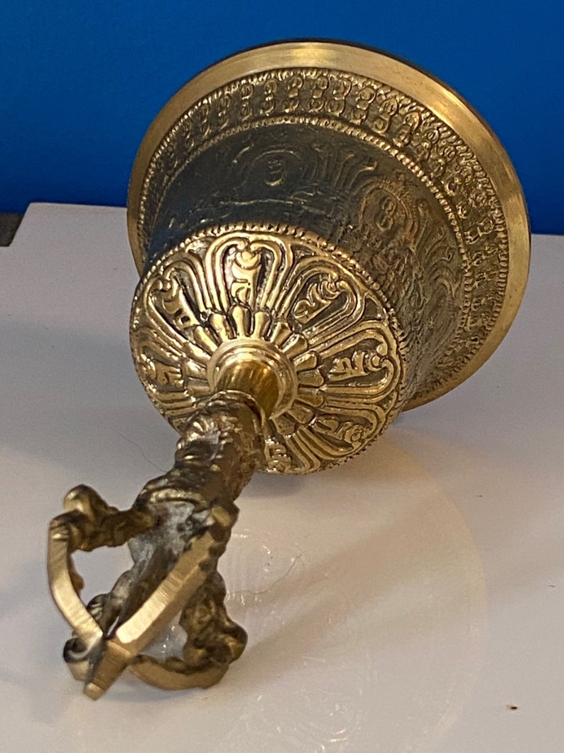 Brass Bell | 6 Inch | Buddhist Nepal Tibetan Prayer Bell | Meditation Stress Relief | Sound Therapy