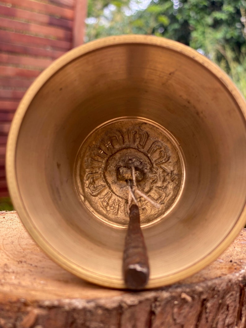 Brass Bell | 6 Inch | Buddhist Nepal Tibetan Prayer Bell | Meditation Stress Relief | Sound Therapy
