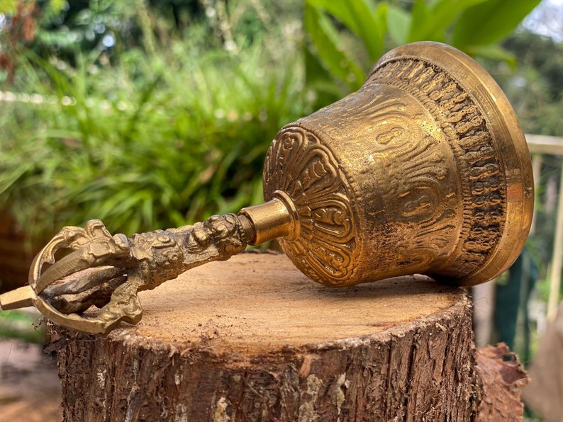 Brass Bell | 6 Inch | Buddhist Nepal Tibetan Prayer Bell | Meditation Stress Relief | Sound Therapy