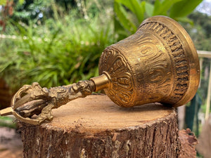 Brass Bell | 6 Inch | Buddhist Nepal Tibetan Prayer Bell | Meditation Stress Relief | Sound Therapy