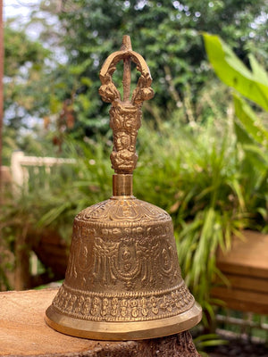Brass Bell | 6 Inch | Buddhist Nepal Tibetan Prayer Bell | Meditation Stress Relief | Sound Therapy