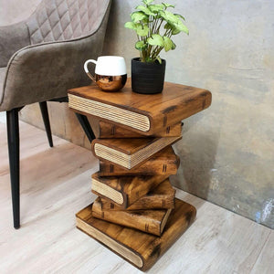 Side Table | Corner Stool | Plant Stand | Raintree Wood | Natural Finish | Book