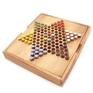 Chinese Checkers | Wooden Board Strategy Game | For Adults & Kids