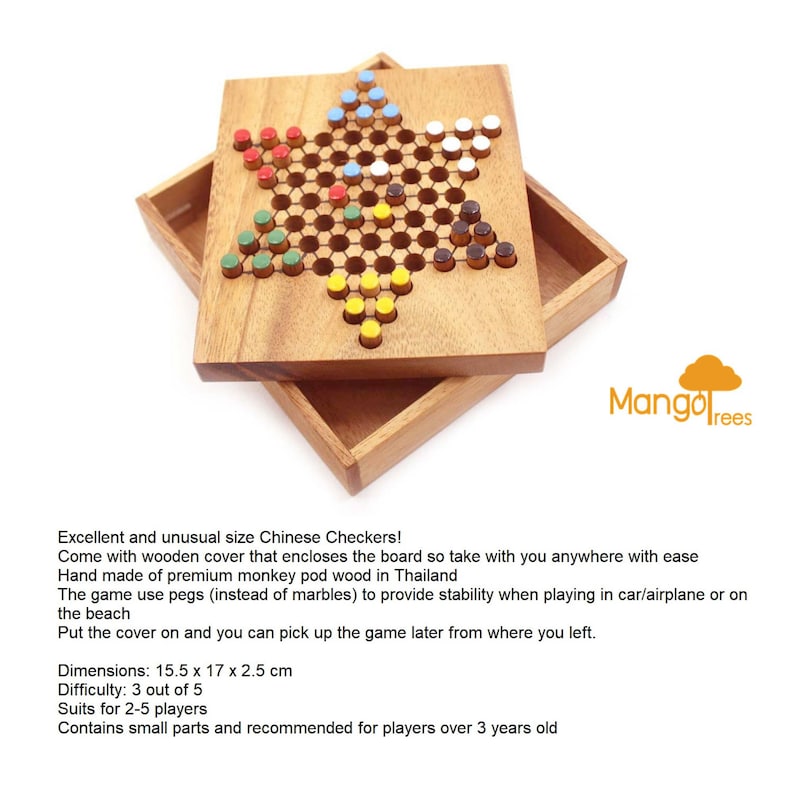 Chinese Checkers | Wooden Board Strategy Game | For Adults & Kids