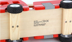 Fire Truck Toy | Wooden | 3 Years+ | With Ladder & Firemen | Red Fire Engine