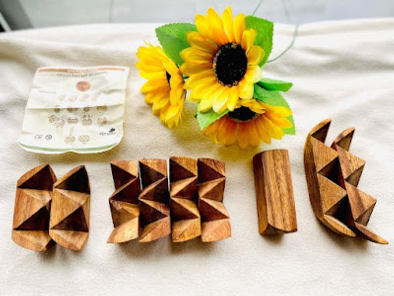 Brain Teaser 3D Puzzle | Handcrafted Football Shape | Natural Wood for Kids & Adults