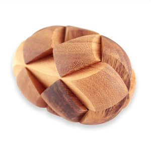 Brain Teaser 3D Puzzle | Handcrafted Football Shape | Natural Wood for Kids & Adults