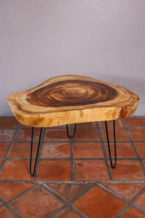 Round Raintree Wood Live Edge Coffee Table | Organic & Natural Design