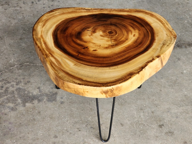 Round Raintree Wood Live Edge Coffee Table | Organic & Natural Design