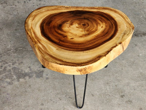 Round Raintree Wood Live Edge Coffee Table | Organic & Natural Design