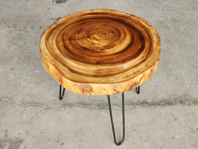 Round Raintree Wood Live Edge Coffee Table | Organic & Natural Design