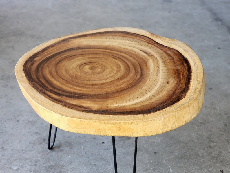 Round Raintree Wood Live Edge Coffee Table | Organic & Natural Design