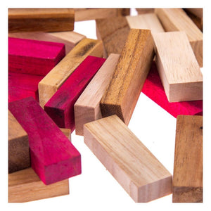 Stacking Tumbling Blocks | Red Wooden Balance Game with Dice Play Options | Handmade | Ages 4+