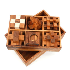 12 Unique Handmade Wooden Puzzles in a Deluxe Gift Box Set | For Kids or Adults