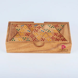 Wooden Domino Game Set | Triangle-Shaped Handmade Dominoes in Gift Box