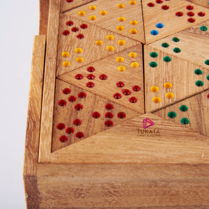 Wooden Domino Game Set | Triangle-Shaped Handmade Dominoes in Gift Box