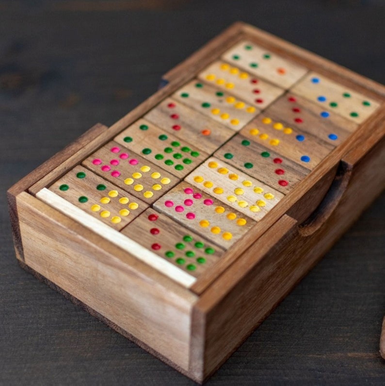 Wooden Domino Game Set | Handmade Dominoes in Gift Box