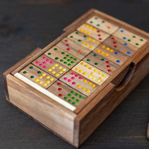 Wooden Domino Game Set | Handmade Dominoes in Gift Box