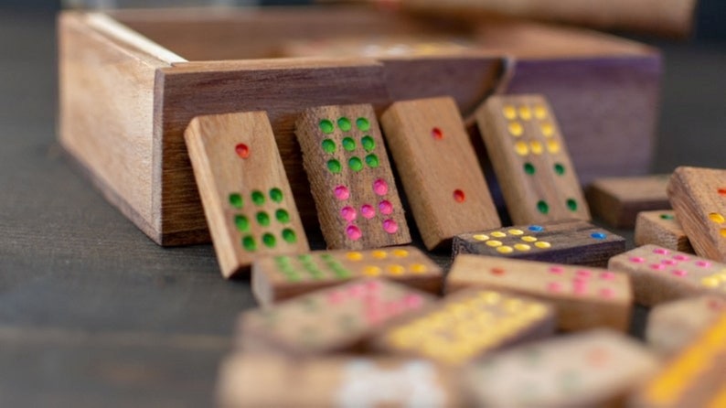 Wooden Domino Game Set | Handmade Dominoes in Gift Box