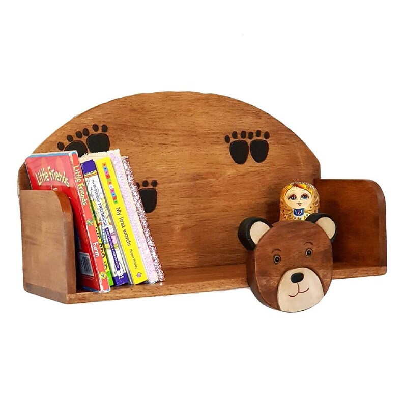 Wooden Wall Mounted Book Shelf | Bear Theme | Children’s Room