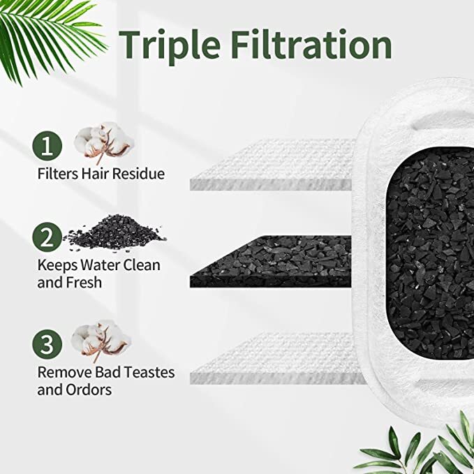 YES4PETS 24 X Pet Dog Cat Fountain Filters | Replacement Activated Carbon Filtration System