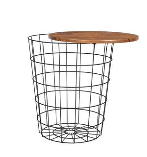 YES4HOMES Vintage Round Coffee Tables | Set of 2 | Side Tables | Robust Steel Frame for Living Room | Bedroom | Rustic Brown and Black