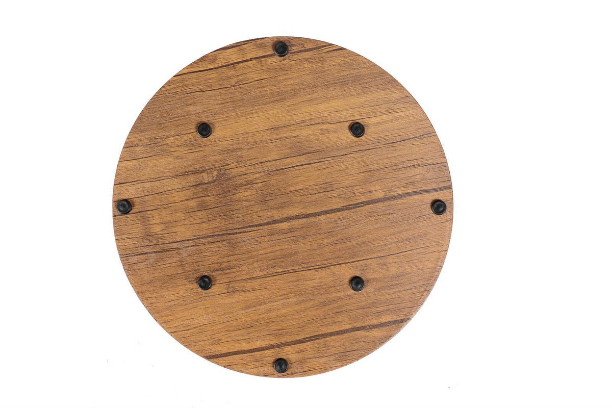 YES4HOMES Vintage Round Coffee Tables | Set of 2 | Side Tables | Robust Steel Frame for Living Room | Bedroom | Rustic Brown and Black