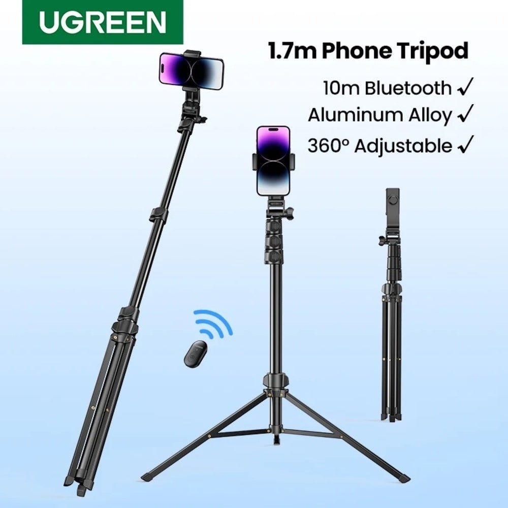 UGREEN 15062 Selfie Stick Tripod | 1.5M | Bluetooth Remote | Portable & Adjustable