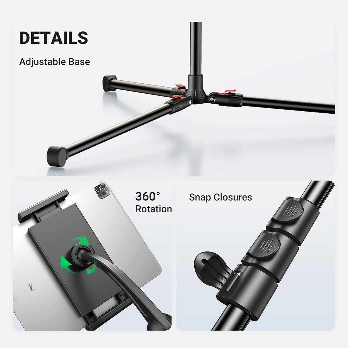 15647 2-in-1 Tablet + Phone Tripod Stand | Max 12.9” Tablet | Max 7.2” Phone