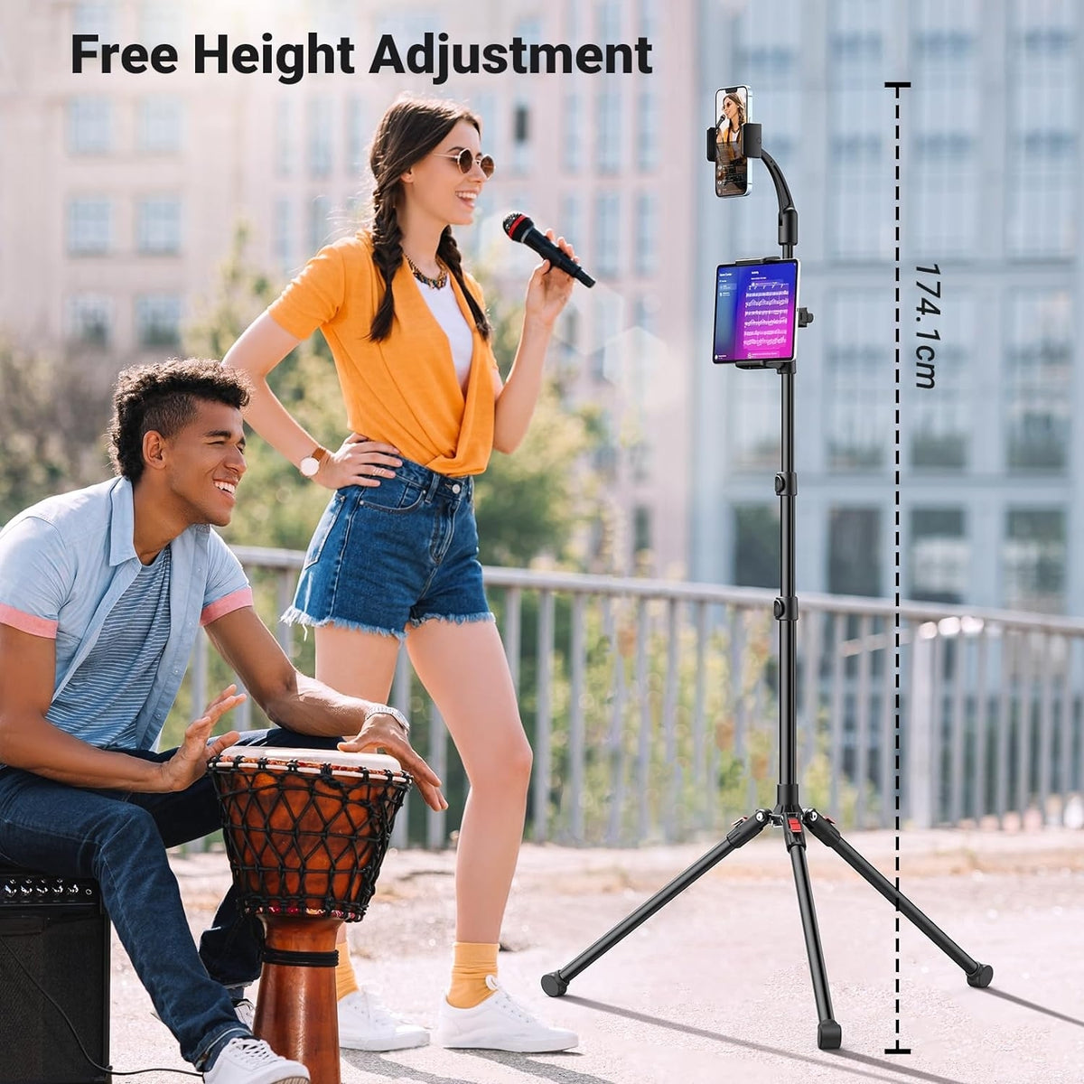 15647 2-in-1 Tablet + Phone Tripod Stand | Max 12.9” Tablet | Max 7.2” Phone