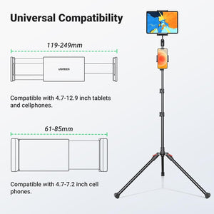 15647 2-in-1 Tablet + Phone Tripod Stand | Max 12.9” Tablet | Max 7.2” Phone