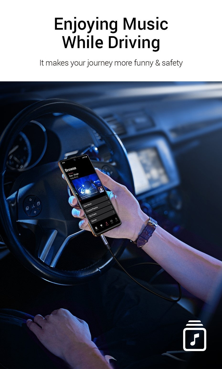 UGREEN 20785 3.5mm Braided 4-Pole Audio Cable | Male to Male | 3m | High-Quality Sound