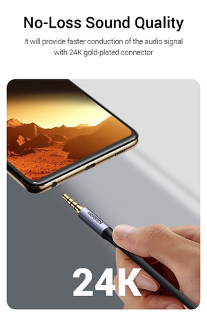 UGREEN 20785 3.5mm Braided 4-Pole Audio Cable | Male to Male | 3m | High-Quality Sound