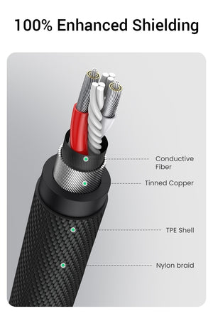 UGREEN 20785 3.5mm Braided 4-Pole Audio Cable | Male to Male | 3m | High-Quality Sound