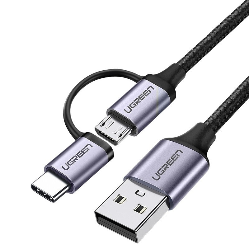 30875 2-in-1 USB-A to Micro USB / USB-C Cable | 1m