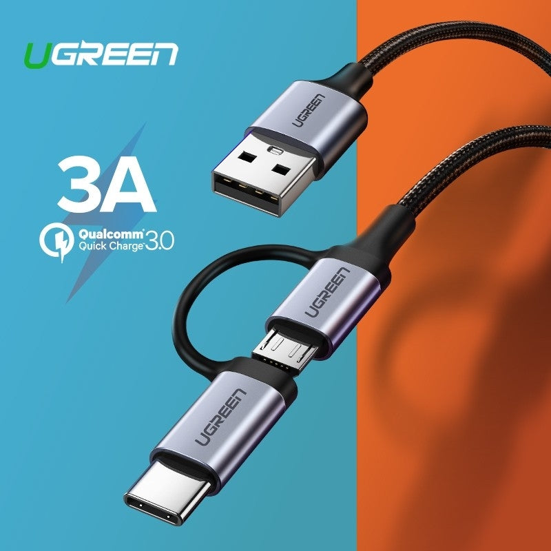30875 2-in-1 USB-A to Micro USB / USB-C Cable | 1m