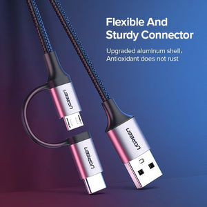 30875 2-in-1 USB-A to Micro USB / USB-C Cable | 1m
