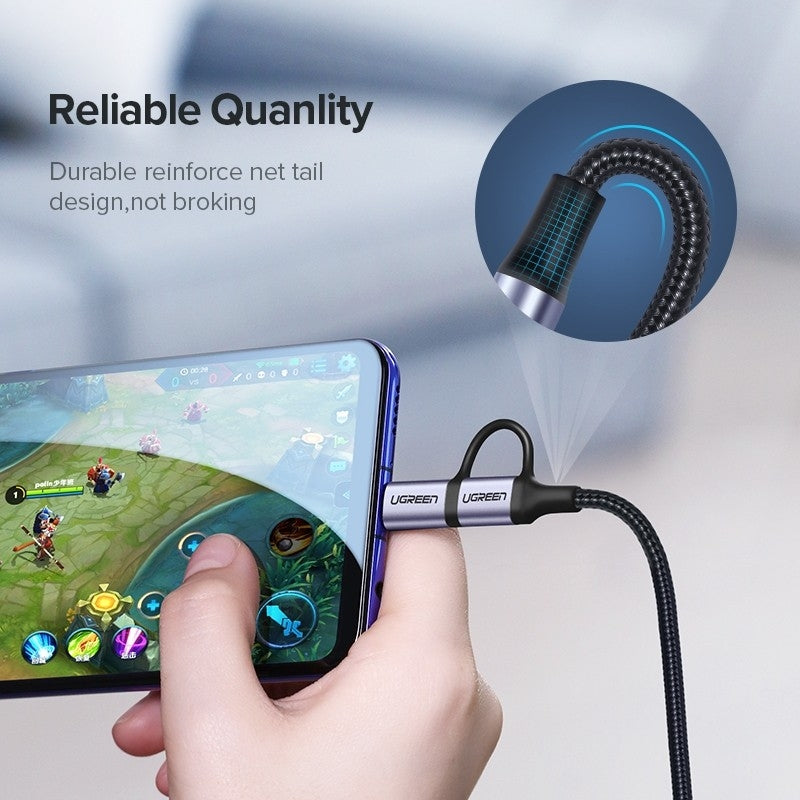 30875 2-in-1 USB-A to Micro USB / USB-C Cable | 1m
