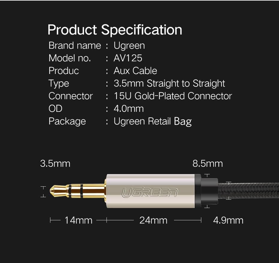 40785 Premium 3.5mm Male to 3.5mm Male Cable | 10M