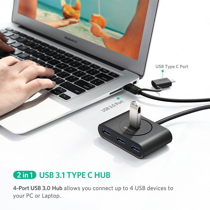 UGREEN USB 3.0 Hub | Type C Port | Black | 1M | 40850