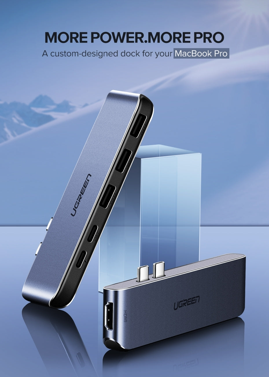 Dual Type-C 5-in-1 Adapter | 3x USB 3.0 + USB-C Female + PD Converter | 50775